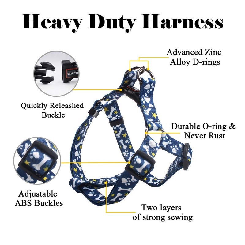 QQPETS Dog Harness Leash Set Adjustable Heavy Duty No Pull Halter Harnesses for Small Medium Large Breed Dogs Back Clip Anti-Twist Perfect for Walking (S(14"-20" Chest Girth), Bone) - Image 2